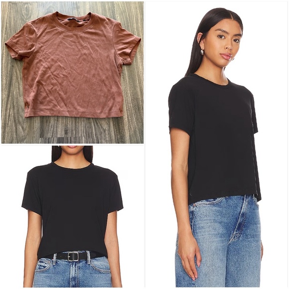 Cuts Clothing Tops - Cuts Clothing x Revolve Almost Friday Tee Cropped in Brown Jersey Tee Small